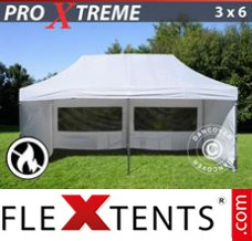 Folding canopy Xtreme 3x6 m White, Flame retardant, incl. 6 sidewalls