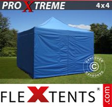 Folding canopy Xtreme 4x4 m Blue, incl. 4 sidewalls
