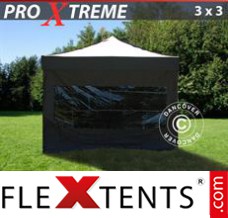 Folding canopy Xtreme 3x3 m Black, incl. 4 sidewalls